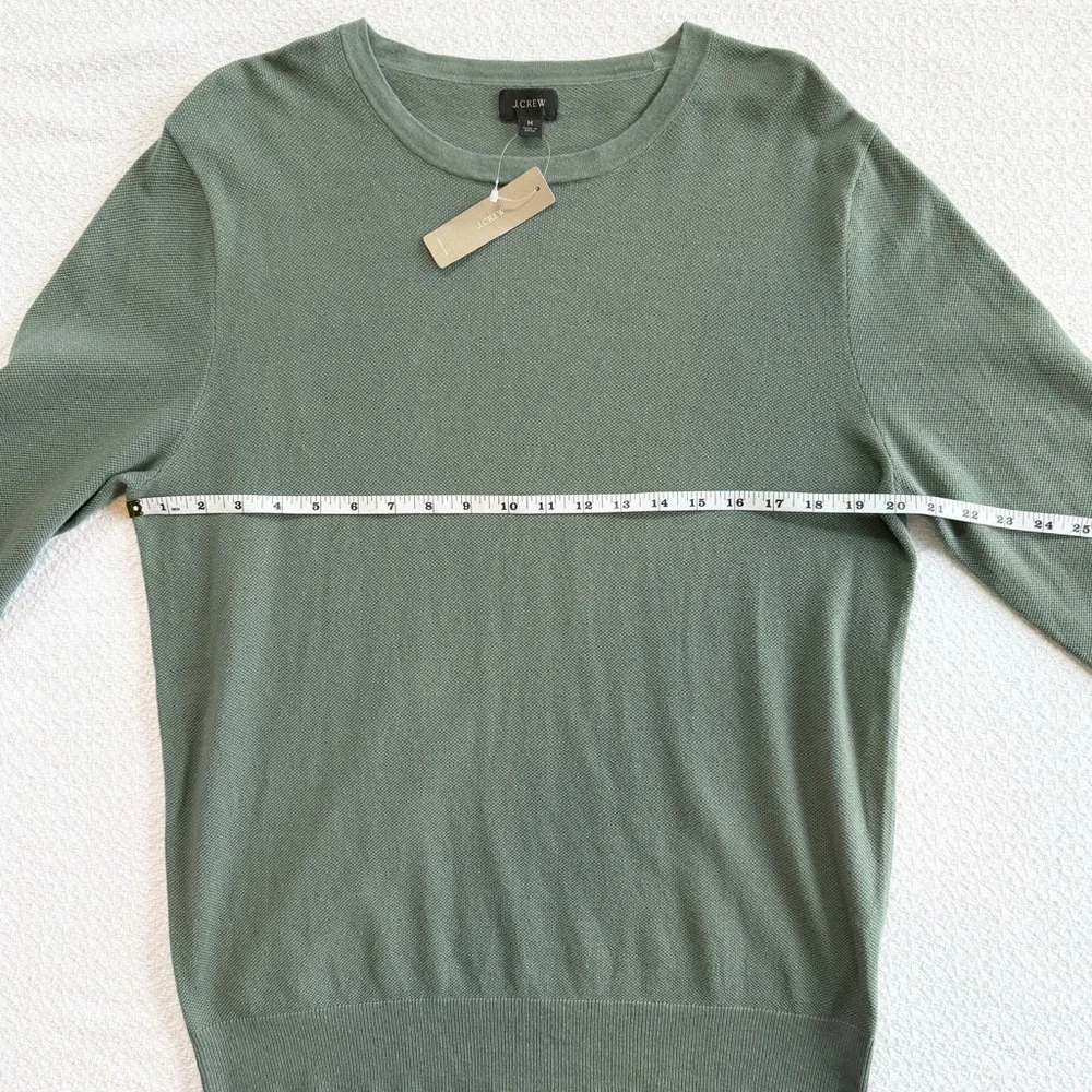J. Crew Cotton-Cashmere Pique Crewneck Sweater in Sage Green NWT